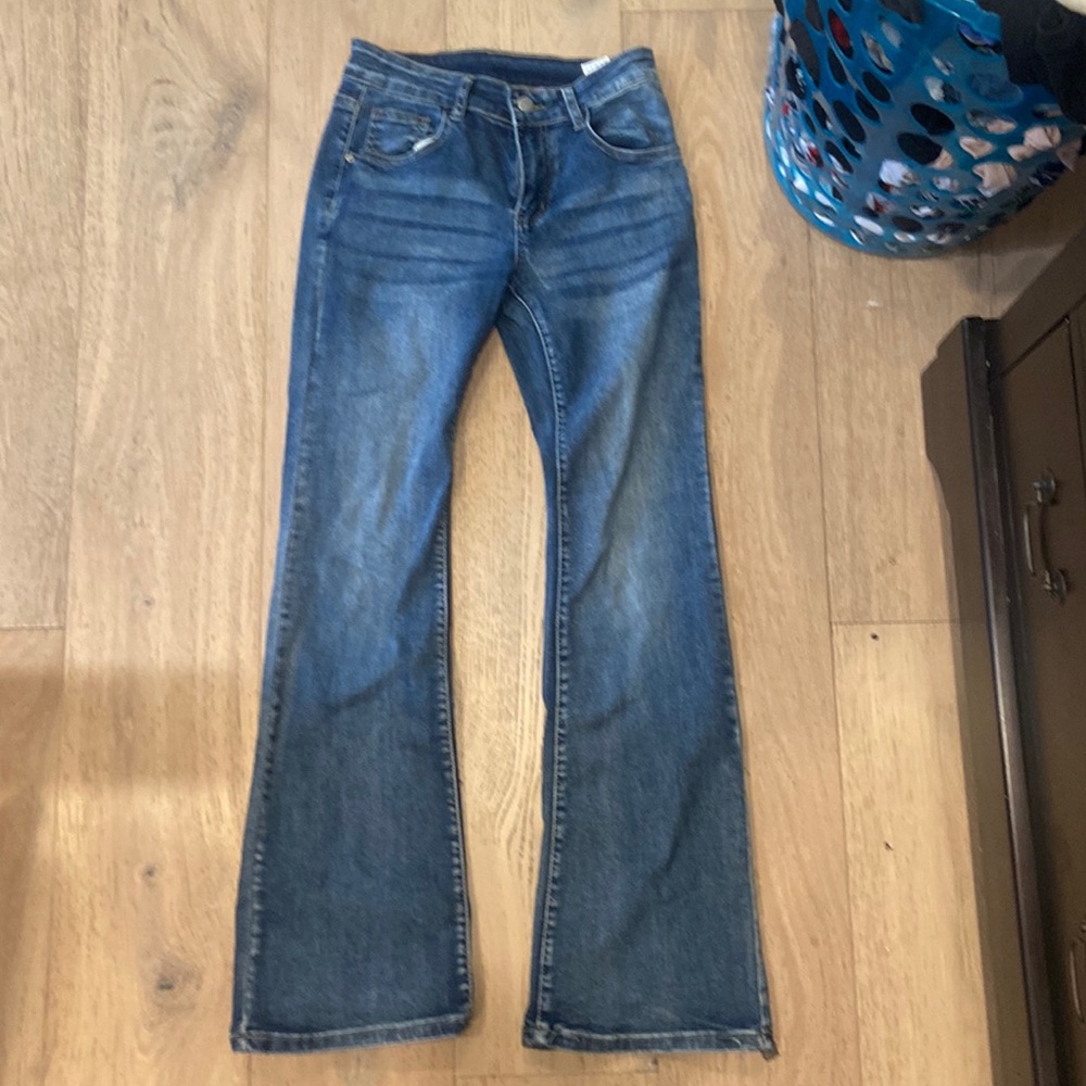 Flared dark wash jeans